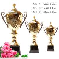 Custom Logo High Quality  Gold Metal Trophy Cup With Wood Base